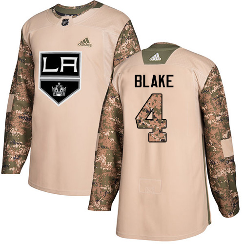 Adidas Kings #4 Rob Blake Camo Authentic Veterans Day Stitched NHL Jersey
